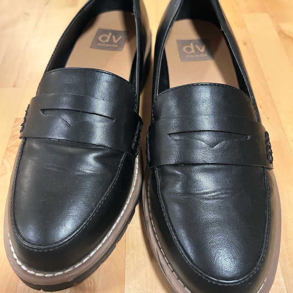dv by Dolce Vita Black Leather Penny Loafers